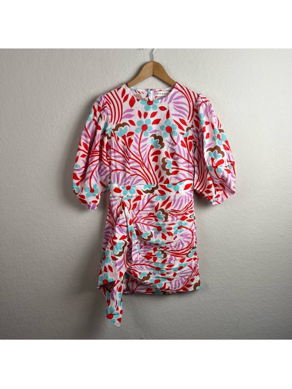 RHODE Pia Mini Dress Lago Vine Pink Red Floral 4 NWOT - Picture 9 of 16